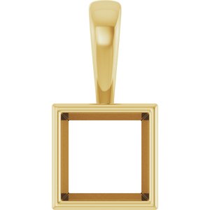 18K Yellow Gold 7.5x7.5 mm Square Charm/Pendant Mounting – image 2