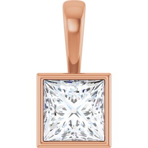 14K Rose Gold 7.5x7.5 mm Square Charm/Pendant Mounting
