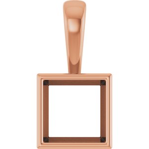 10K Rose Gold 7.5x7.5 mm Square Charm/Pendant Mounting – image 2