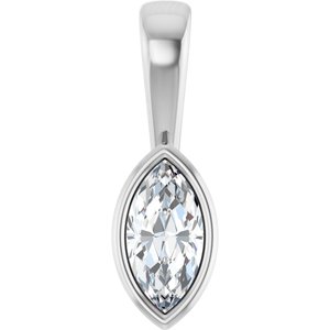 18K X1 White Gold 7x3.5 mm Marquise Charm/Pendant Mounting