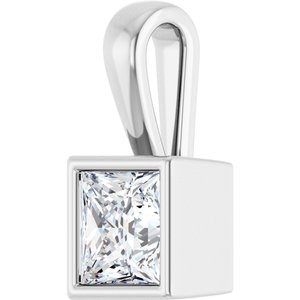 18K White Gold 5.5x5.5 mm Square Charm/Pendant Mounting – image 3