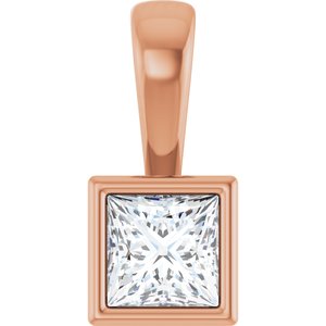 18K Rose Gold 4x4 mm Square Charm/Pendant Mounting