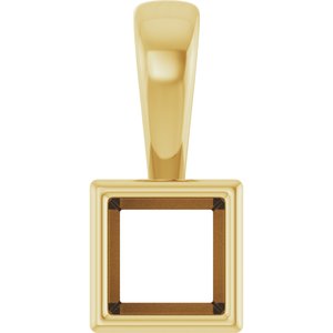 18K Yellow Gold 4x4 mm Square Charm/Pendant Mounting – image 2