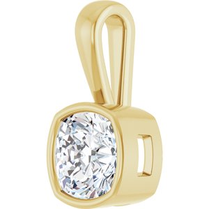 10K Yellow Gold 8x8 mm Cushion Charm/Pendant Mounting – image 3