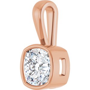 18K Rose Gold 8x8 mm Cushion Charm/Pendant Mounting – image 3