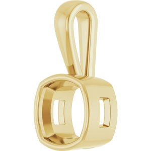 10K Yellow Gold 8x8 mm Cushion Charm/Pendant Mounting – image 4