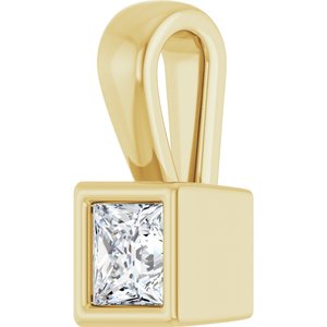 18K Yellow Gold 3x3 mm Square Charm/Pendant Mounting – image 3