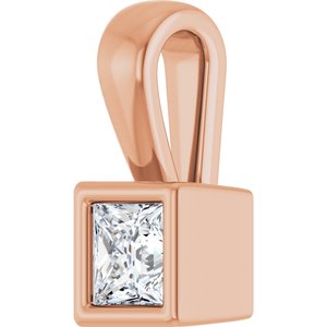 18K Rose Gold 3x3 mm Square Charm/Pendant Mounting – image 3