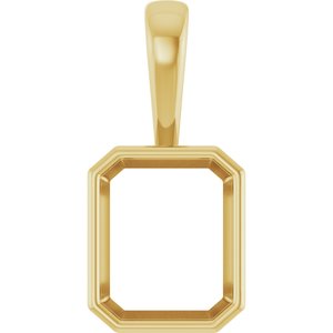 18K Yellow Gold 11x9 mm Emerald Charm/Pendant Mounting – image 2
