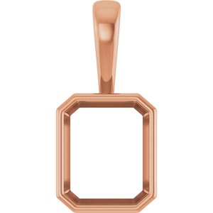 14K Rose Gold 11x9 mm Emerald Charm/Pendant Mounting – image 2