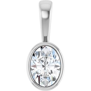 14K White Gold 7.5x5.5 mm Oval Charm/Pendant Mounting
