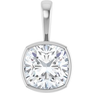 18K Palladium White Gold 14x14 mm Cushion Charm/Pendant Mounting
