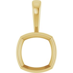 18K Yellow Gold 14x14 mm Cushion Charm/Pendant Mounting – image 2