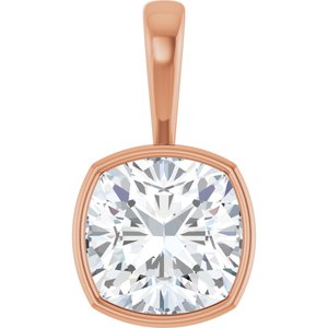 14K Rose Gold 14x14 mm Cushion Charm/Pendant Mounting