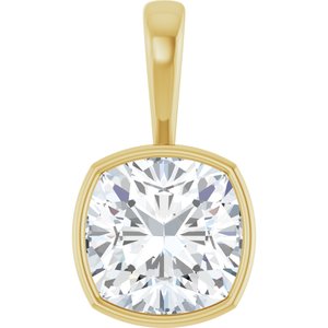 14K Yellow Gold 14x14 mm Cushion Charm/Pendant Mounting