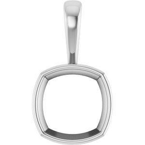 18K White Gold 14x14 mm Cushion Charm/Pendant Mounting – image 2
