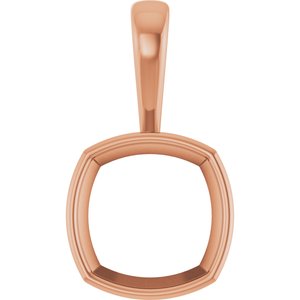18K Rose Gold 14x14 mm Cushion Charm/Pendant Mounting – image 2