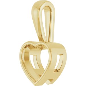 18K Yellow Gold 9x9 mm Heart Charm/Pendant Mounting – image 4