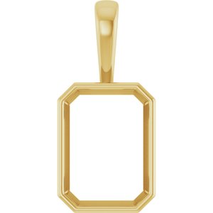 18K Yellow Gold 18x13 mm Emerald Charm/Pendant Mounting – image 2