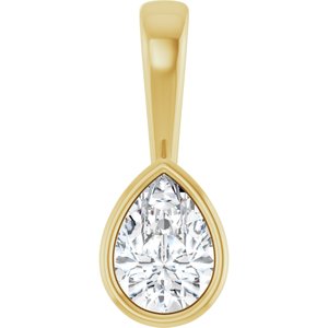 18K Yellow Gold 7x5 mm Pear Charm/Pendant Mounting