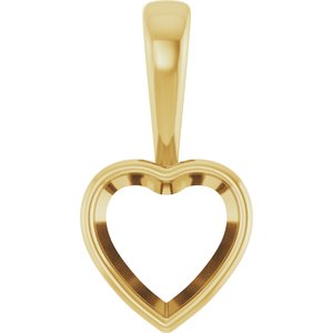 10K Yellow Gold 9x9 mm Heart Charm/Pendant Mounting – image 2