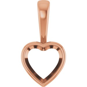 14K Rose Gold 9x9 mm Heart Charm/Pendant Mounting – image 2