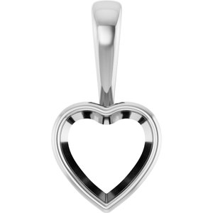 18K Palladium White Gold 9x9 mm Heart Charm/Pendant Mounting – image 2