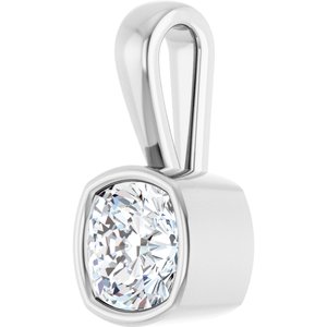 14K White Gold 6.5x6.5 mm Cushion Charm/Pendant Mounting – image 3