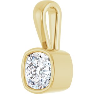18K Yellow Gold 6.5x6.5 mm Cushion Charm/Pendant Mounting – image 3