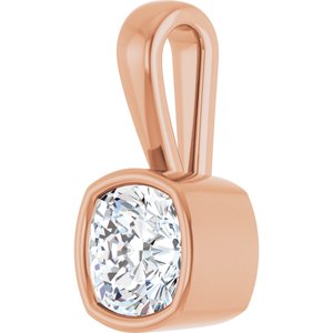 14K Rose Gold 6.5x6.5 mm Cushion Charm/Pendant Mounting – image 3