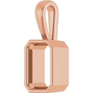 18K Rose Gold 10x7 mm Emerald Charm/Pendant Mounting – image 4