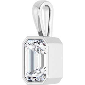14K White Gold 10x7 mm Emerald Charm/Pendant Mounting – image 3