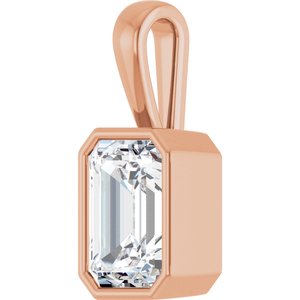 10K Rose Gold 10x7 mm Emerald Charm/Pendant Mounting – image 3
