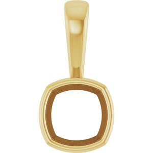 10K Yellow Gold 6.5x6.5 mm Cushion Charm/Pendant Mounting – image 2