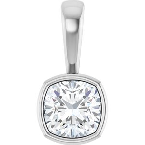 10K White Gold 6.5x6.5 mm Cushion Charm/Pendant Mounting