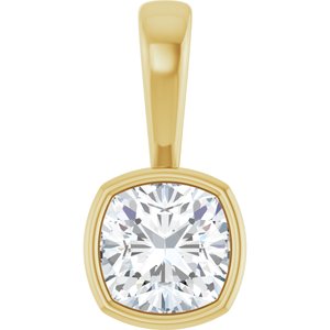10K Yellow Gold 6.5x6.5 mm Cushion Charm/Pendant Mounting