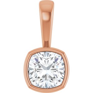 10K Rose Gold 6.5x6.5 mm Cushion Charm/Pendant Mounting