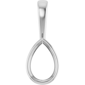 18K Palladium White Gold 12x8 mm Pear Charm/Pendant Mounting – image 2