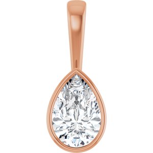 18K Rose Gold 12x8 mm Pear Charm/Pendant Mounting