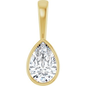 18K Yellow Gold 12x8 mm Pear Charm/Pendant Mounting