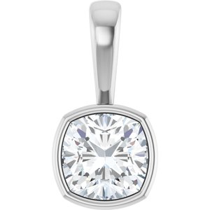 Platinum 7.5x7.5 mm Cushion Charm/Pendant Mounting