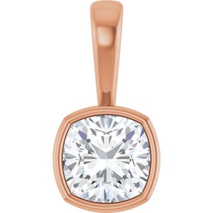 18K Rose Gold 7.5x7.5 mm Cushion Charm/Pendant Mounting