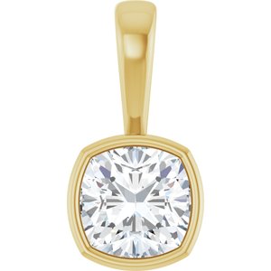 10K Yellow Gold 7.5x7.5 mm Cushion Charm/Pendant Mounting