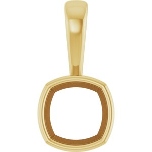 10K Yellow Gold 7.5x7.5 mm Cushion Charm/Pendant Mounting – image 2