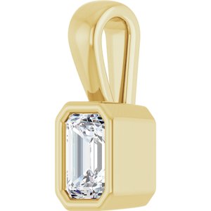 14K Yellow Gold 4.5x3 mm Emerald Charm/Pendant Mounting – image 3