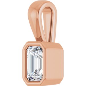 14K Rose Gold 4.5x3 mm Emerald Charm/Pendant Mounting – image 3