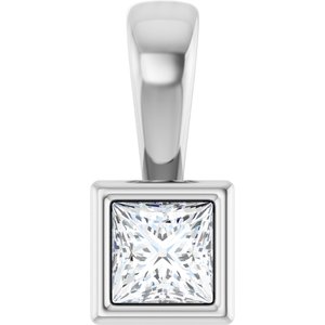 18K X1 White Gold 3x3 mm Square Charm/Pendant Mounting