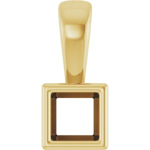 18K Yellow Gold 3x3 mm Square Charm/Pendant Mounting – image 2