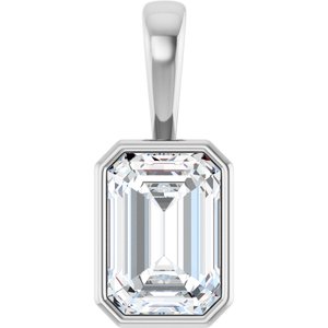 18K X1 White Gold 10x7 mm Emerald Charm/Pendant Mounting