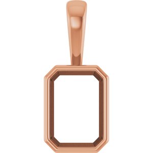 18K Rose Gold 10x7 mm Emerald Charm/Pendant Mounting – image 2